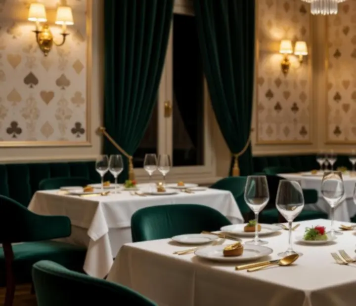 Détail de l’ambiance raffinée de Maison Safran avec velours, laiton et lumière tamisée