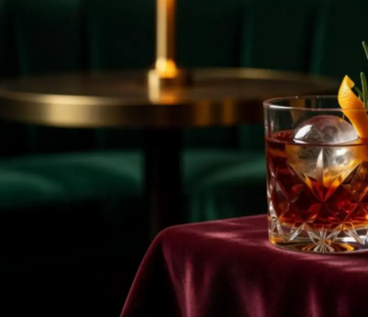 Cocktail signature Maison Safran servi sur marbre noir