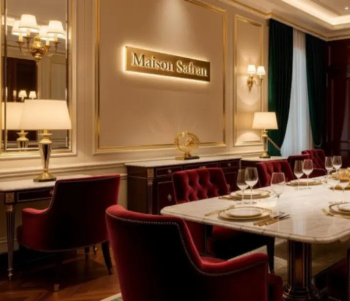 Salon exclusif de Maison Safran avec velours et lumière tamisée